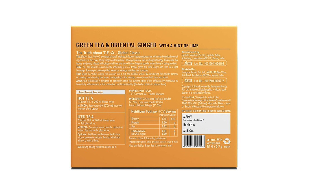 Sprig Green Tea & Oriental Ginger With A Hint Of Lime   Box  25 pcs